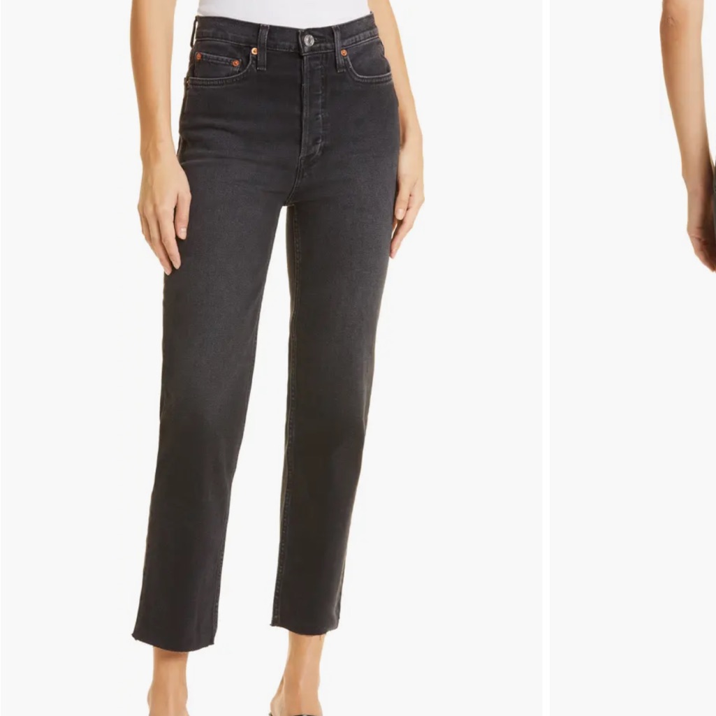 Re/Done Women's Dark Gray Straight Leg Jeans